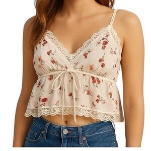 American Eagle Outfitters Floral Lace Cami Top S